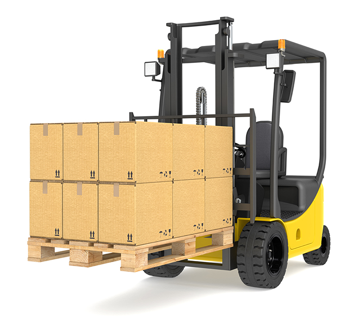 Forklift Truck Moving Pallet of Boxes